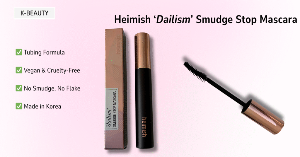Heimish Dailism Smudge Stop Mascara – Vegan tubing mascara from Korea with a smudge-proof, flake-free formula.