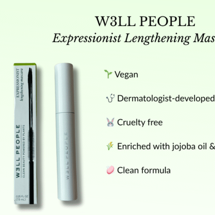 W3LL PEOPLE Expressionist Lengthening Mascara – Clean, vegan mascara enriched with jojoba oil and rice bran, featured as an Ingredient-Led Pick