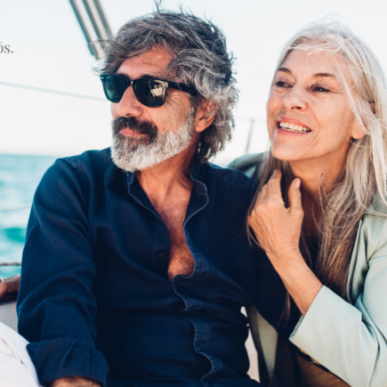 An editorial lifestyle portrait of an older man and woman reflecting the beauty marketing longevity shift away from anti-aging.