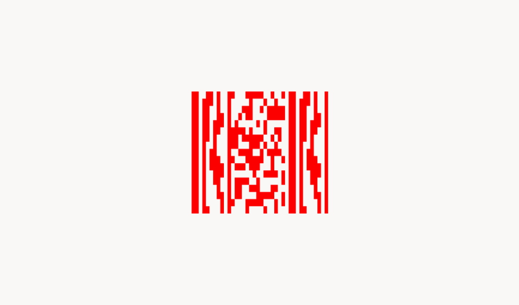 Minimalist red QR code centered on a clean off-white background, representing the Little Red Rabbit digital certificate program.