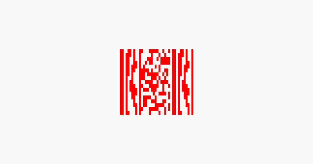 Minimalist red QR code centered on a clean off-white background, representing the Little Red Rabbit digital certificate program.