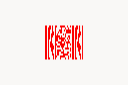 Minimalist red QR code centered on a clean off-white background, representing the Little Red Rabbit digital certificate program.
