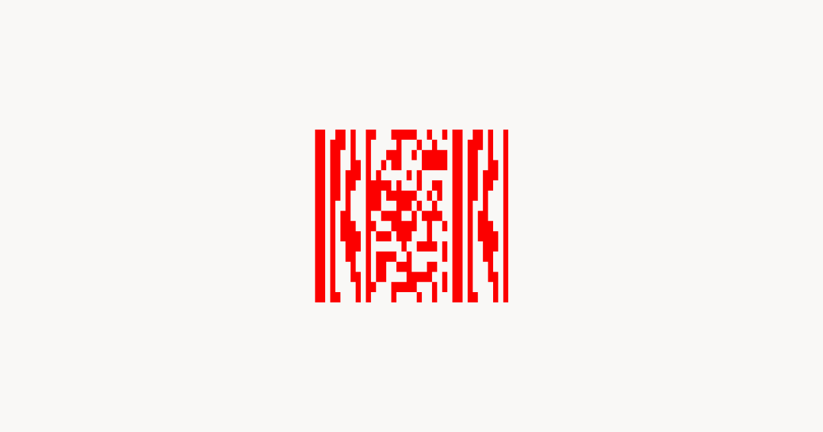 Minimalist red QR code centered on a clean off-white background, representing the Little Red Rabbit digital certificate program.